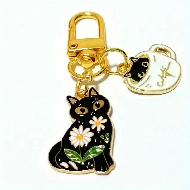 1pc cat tea cup keychain alloy material for boyfriend girlfriend for family for lover birthday gift christmas thanksgiving valentines day gift party gift party gift 4