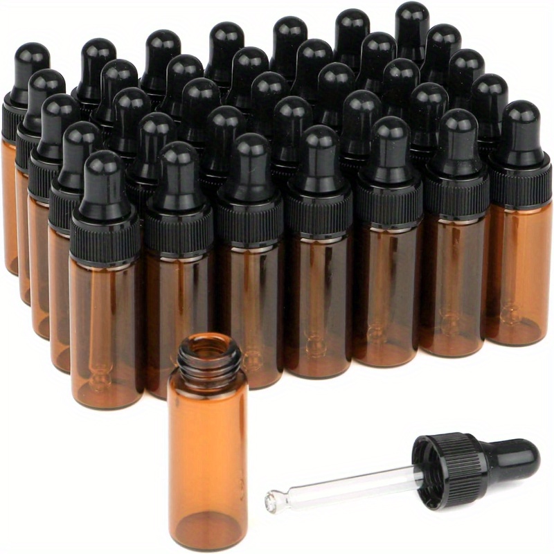 

100pcs 5ml Amber Glass Dropper Bottle, Empty Essential Oil Bottles Glass Vials With Glass Eye Dropper For Diy Aromatherapy Colognes Perfume Liquid Sample Blends - Travel Accessories