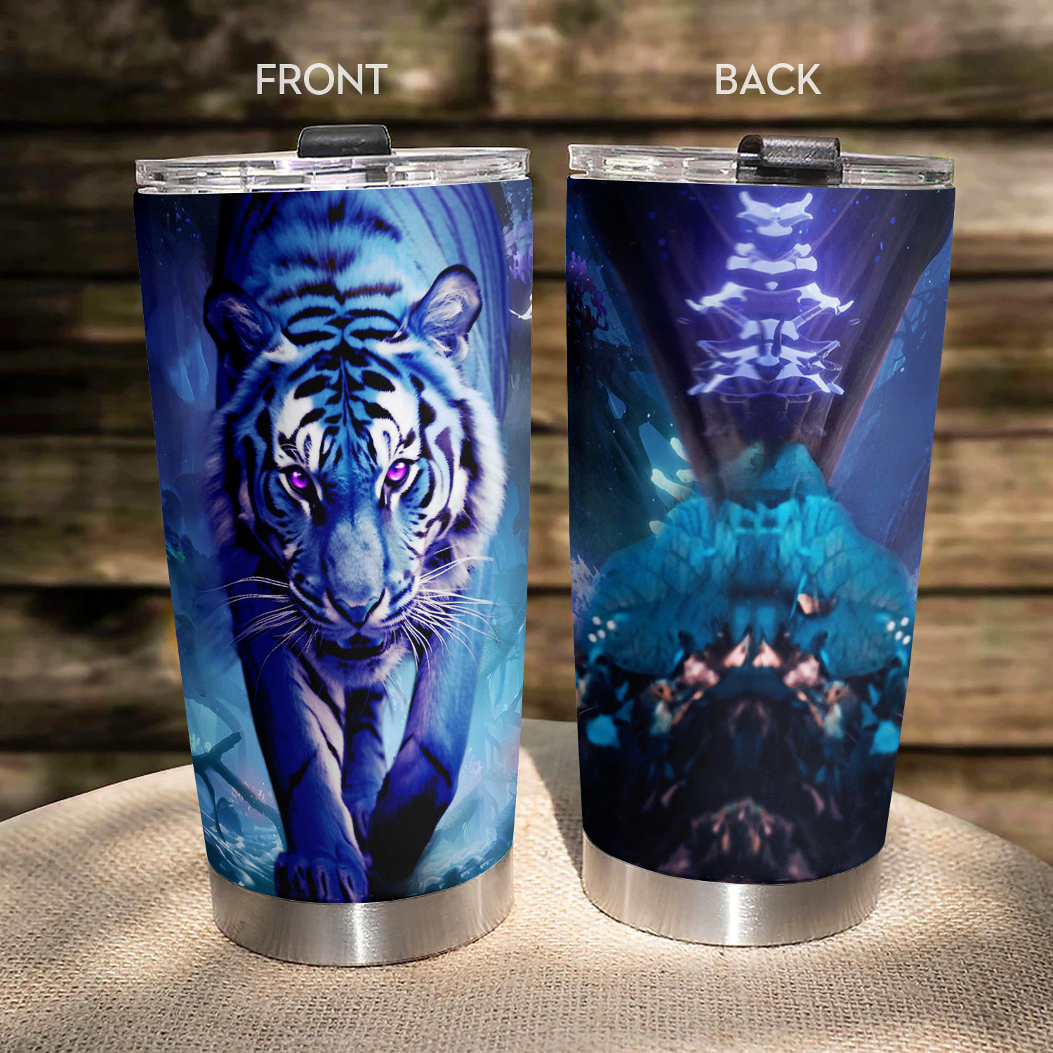 

1pc 20oz Tiger Tumbler Cup With Lid, Stainless Steel Double Wall Vacuum Insulated Travel Coffee Mug Tea Water Cups For Home Office