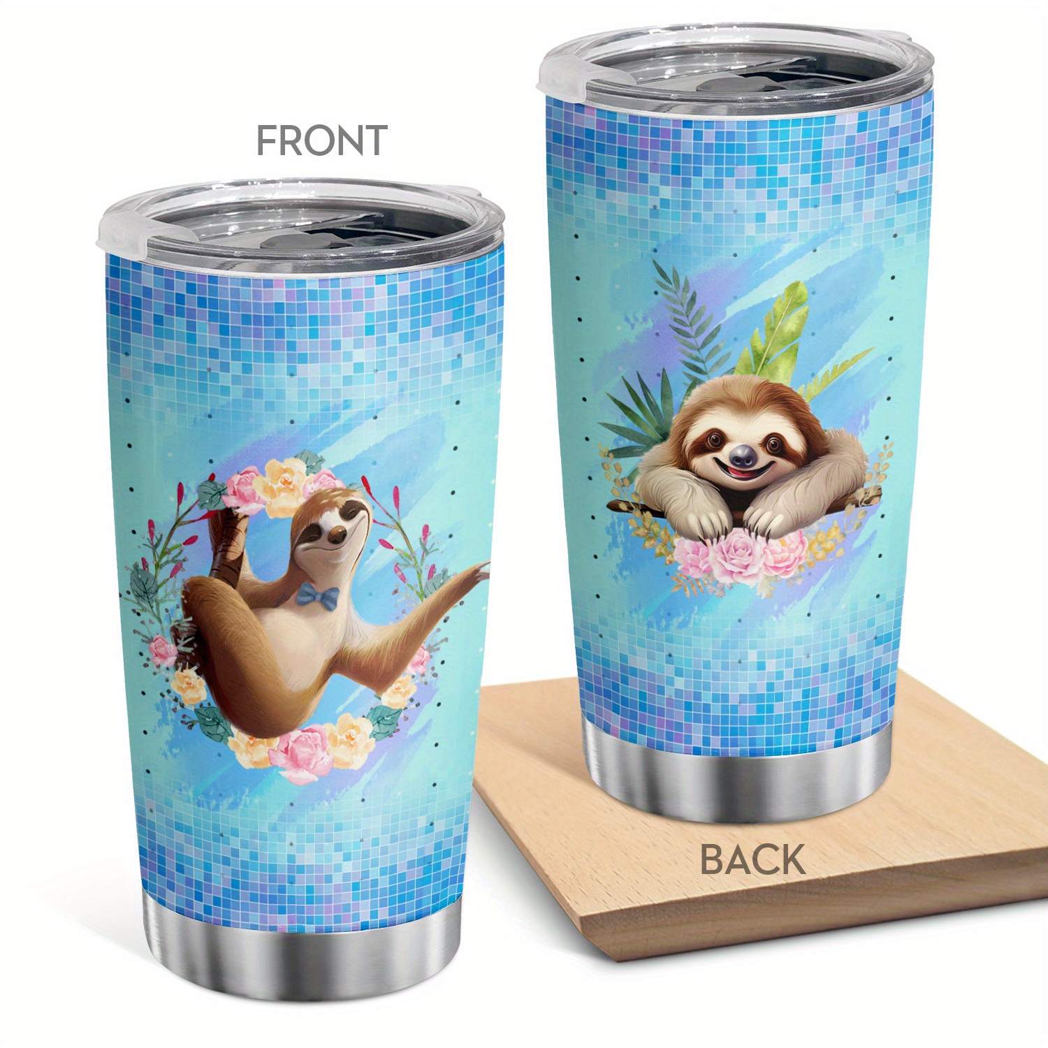 

1pc 20oz Sloth Gifts, Sloth Tumblers Stainless Steel Coffee Mug For Birthday Christmas Thanksgiving Day, Funny Sloth Travel Mug Gifts For Sloth Lovers