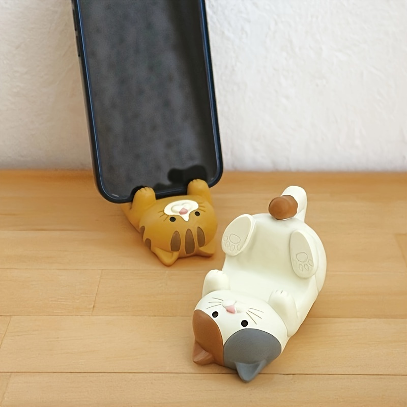 

Adorable Cat-shaped Phone Stand - Portable Desktop Clamp Holder, Abs Material, Cute Phone Holder For Desk