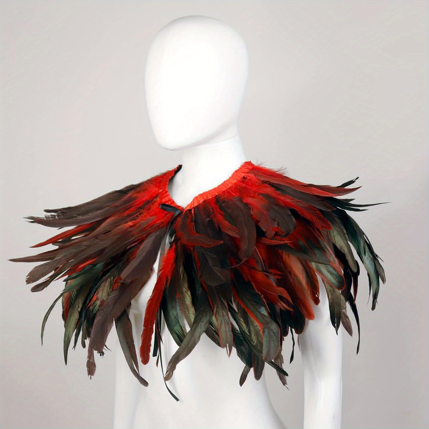 glamorous delicate gothic feather cape punk y2k natural feather choker shawl in 4 colors halloween carnival cosplay costume props bar club rave party supplies stage performance photography props perfect gift collection