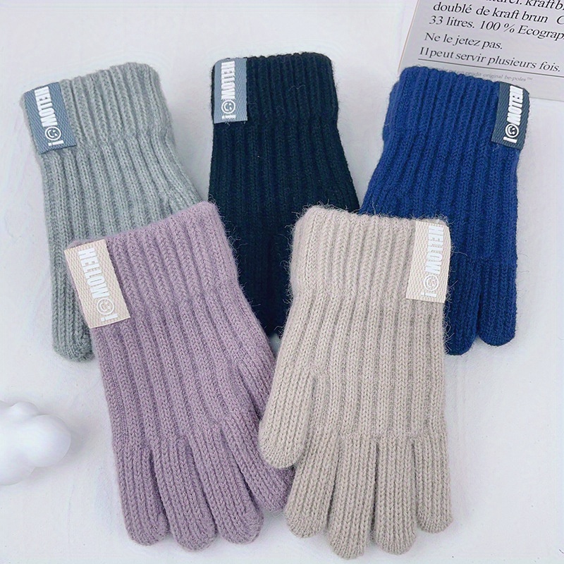 Kids Fleece Winter Gloves Warm Full Finger Gloves Pattern - Temu