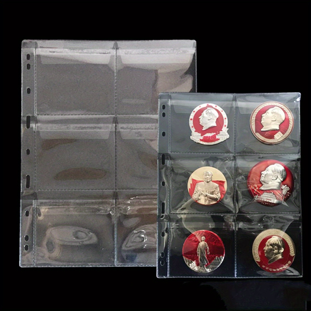 10 Sheets Coin Collection Pages - Coins Pocket Page with 200 Pockets. Coin Binder Inserts Sleeves with Standard 9 Hole for Coin Album. Storage