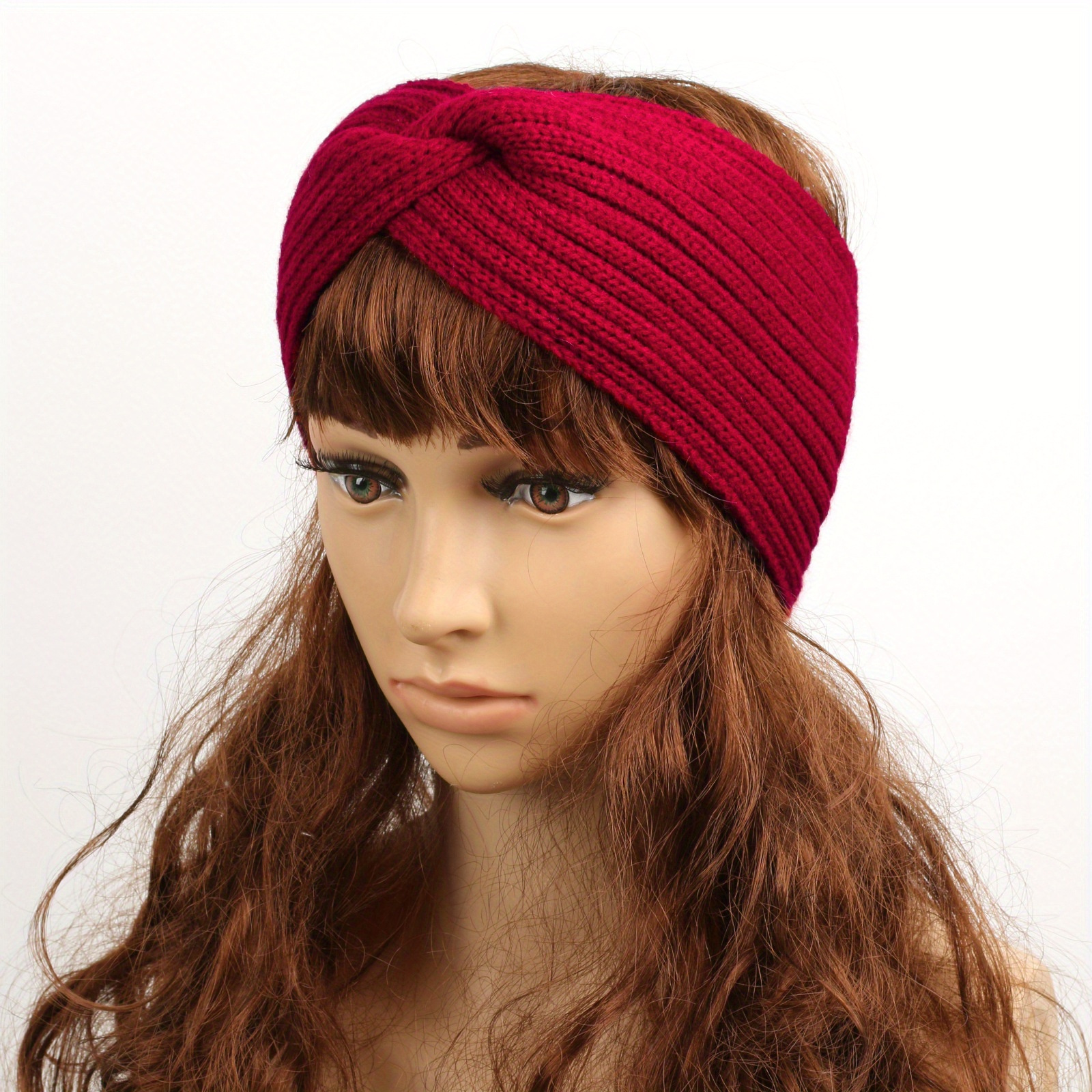 Winter Thickened Fleece Knit Headband Solid Color Ear Warmer - Temu