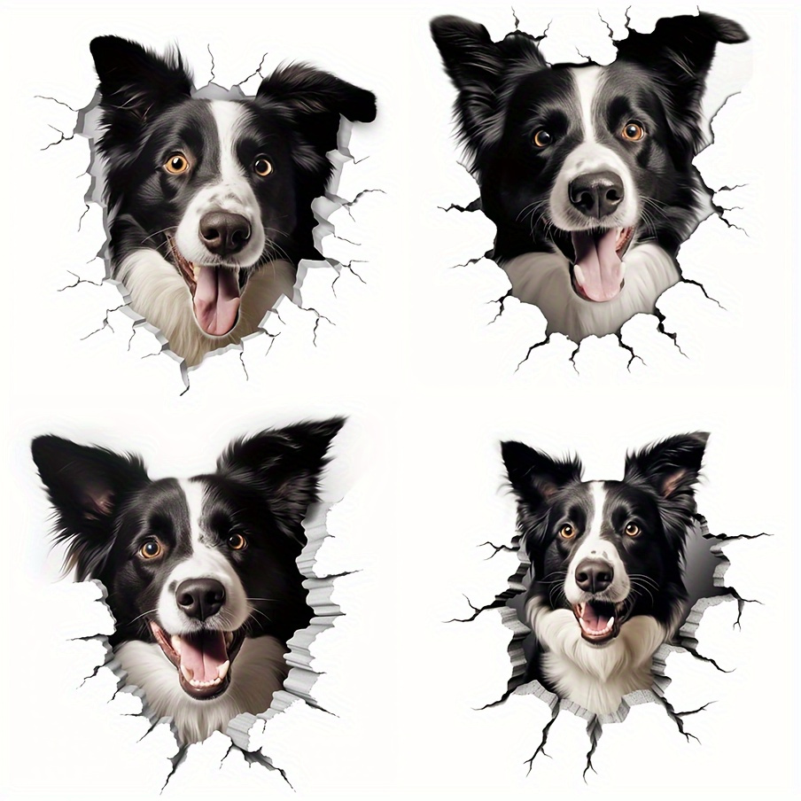 

4 In 1, Border Collie Dog Car Decals, Animal Decals, Stickers, Fun Decals, Car Stickers