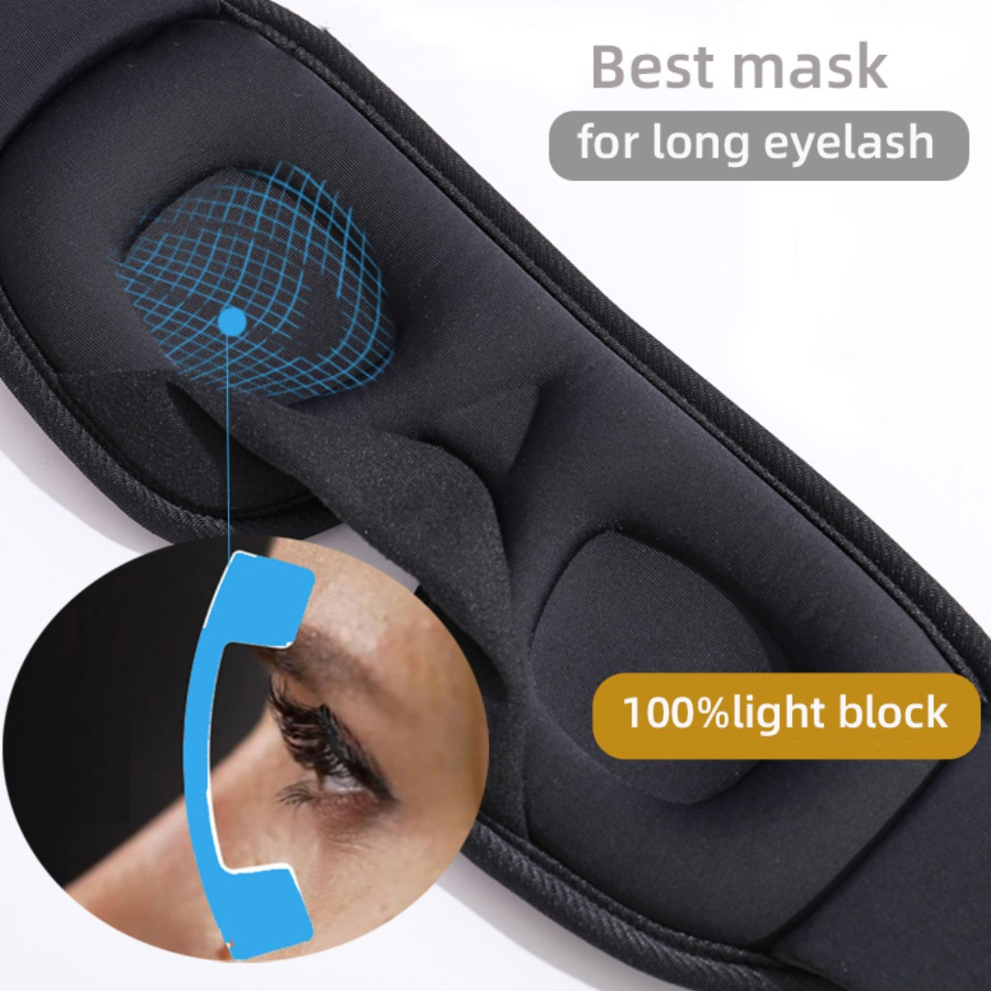 Women Men Music 3D Sleeping Eye Mask Blackout with Bluetooth Headphones Speakers