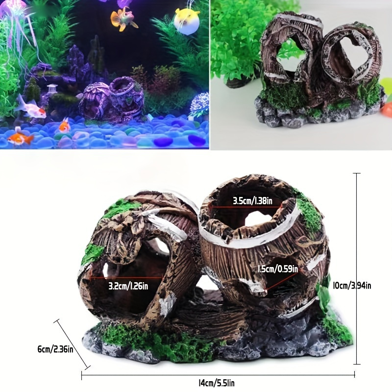 2Pcs Ceramic Fish Tank Decorations Betta Fish Bowl Accessories Stackable  Aquarium Cichlid Cave Hideout and House Small Hiding Rock