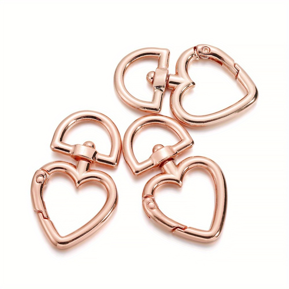 5pcs/pack Peach Heart Shape Metal Lobster Clasp Hooks Key Ring Connectors For Diy Keychain Jewelry Making Supplies Accessories