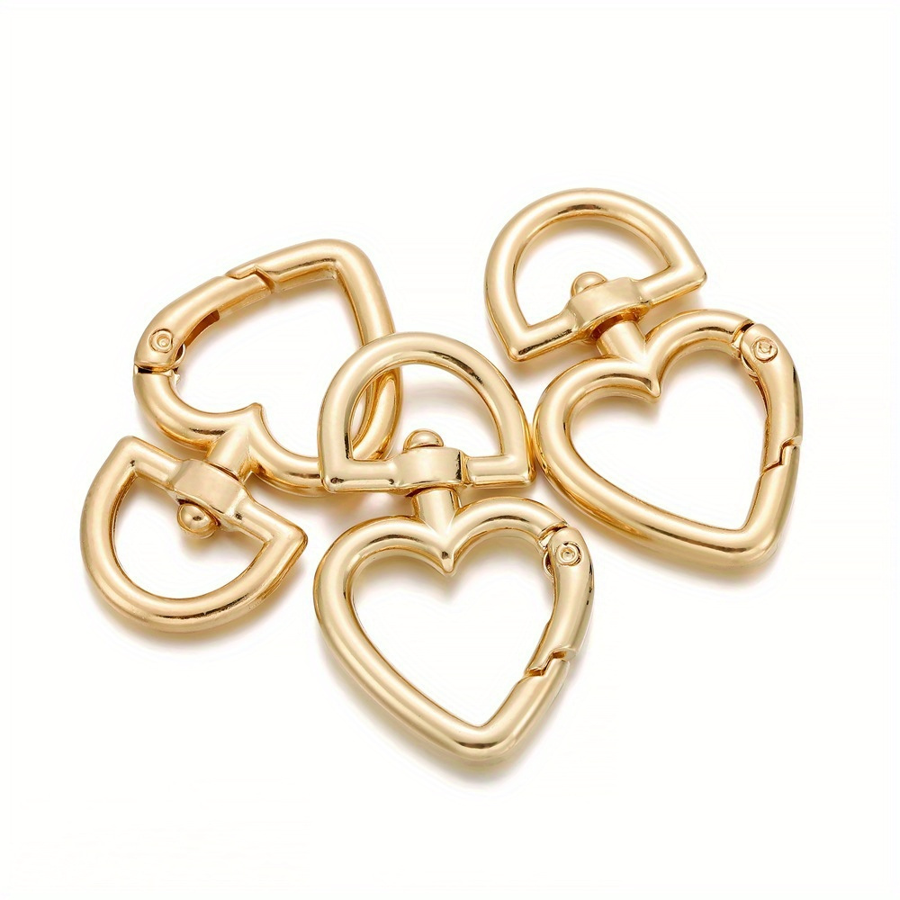 Image of 5pcs/pack Peach Heart Shape Metal Lobster Clasp Hooks Key Ring Connectors For Diy Keychain Jewelry Making Supplies Accessories
