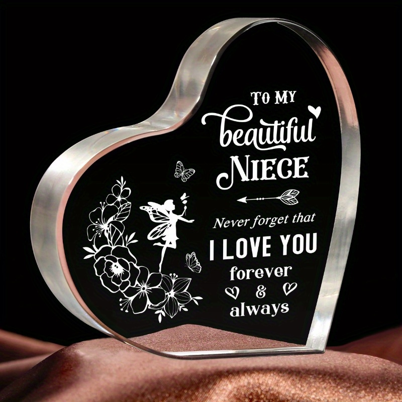 TEMU Special Acrylic From Auntie Or Uncle, Party Table Decoration For Niece's Birthday, Keepsake For Adult Niece, Christmas Gifts For Niece "placement Prop" " Used For Photography"