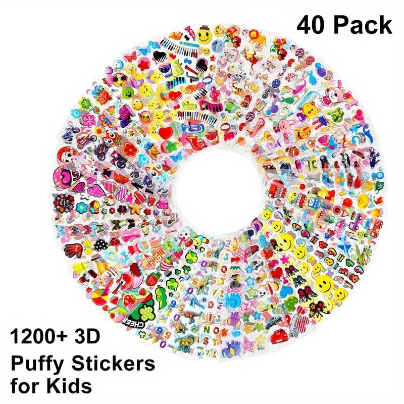 20 Sheets 3d Stickers For Kids Toddlers Vivid Puffy Kids Stickers