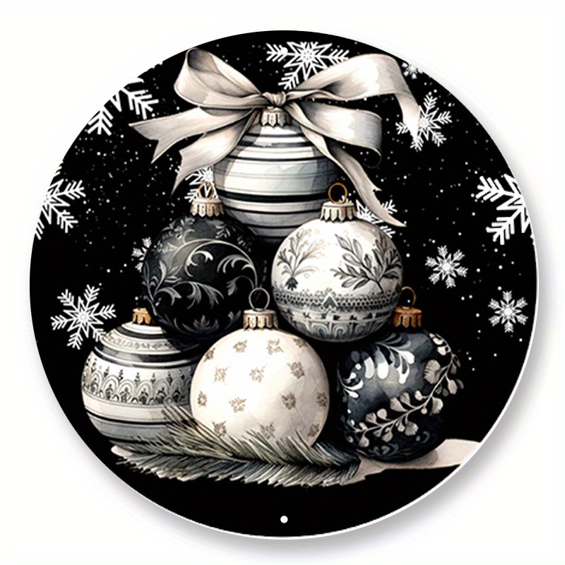 

1pc 8x8inch Aluminum Metal Sign Christmas Ornaments Sign, Wreath Sign, Home Decor