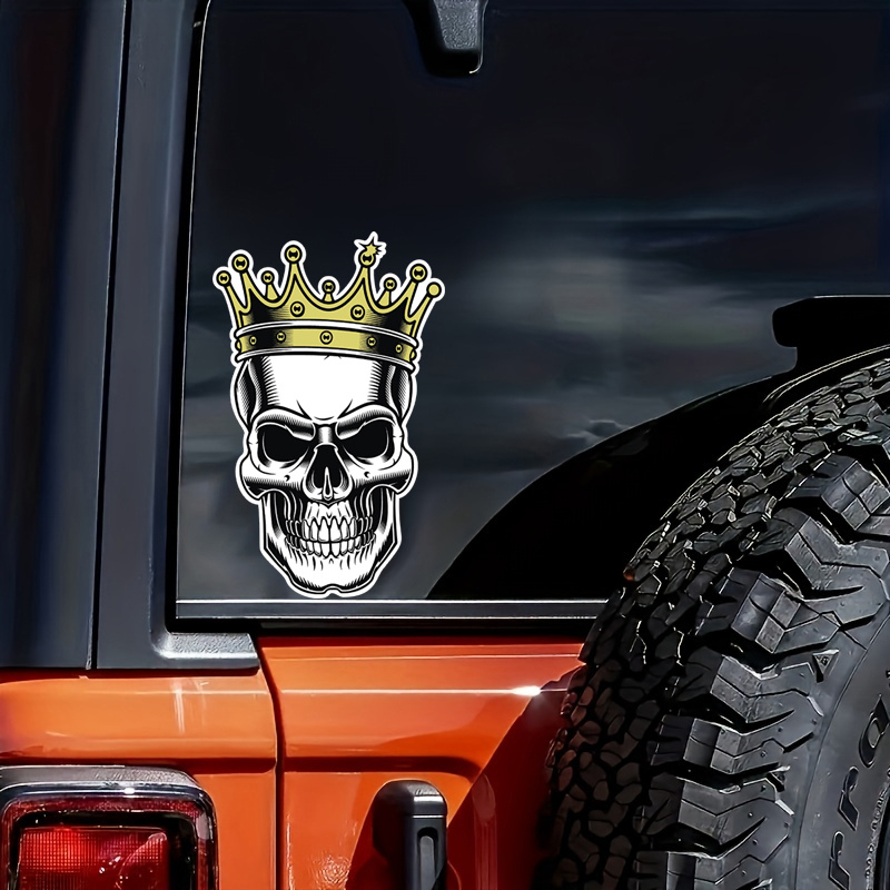 Skull With Crown Design Vinyl Decal Sticker For Car, Laptop, Tumbler, More  - Temu United Arab Emirates