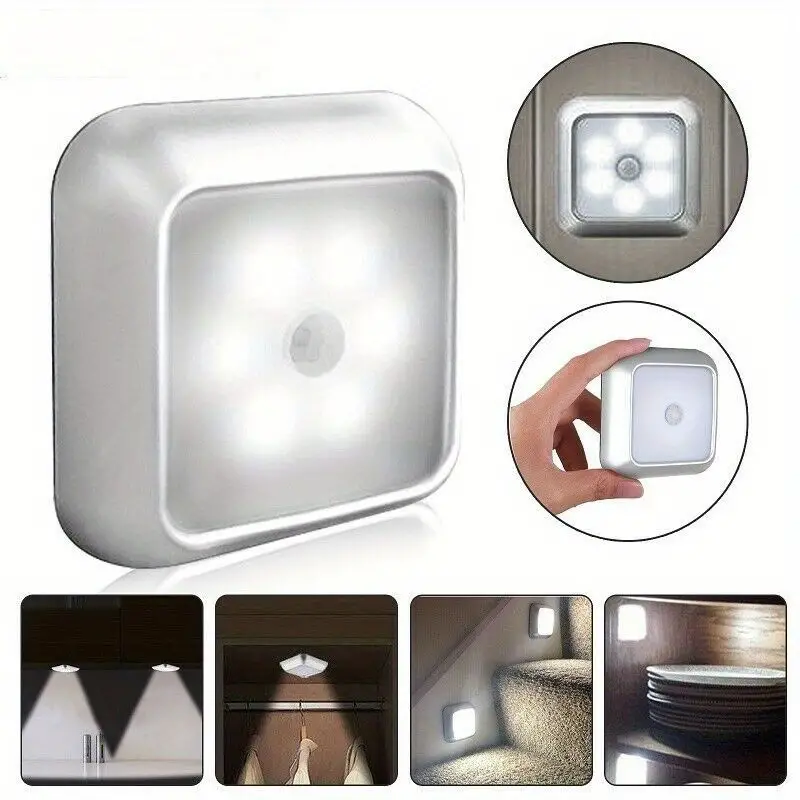 1pc 6 led motion sensor night light led wall lamp closet cabinet stair wireless for ladder bedroom corridor staircase indoor decoration light details 1