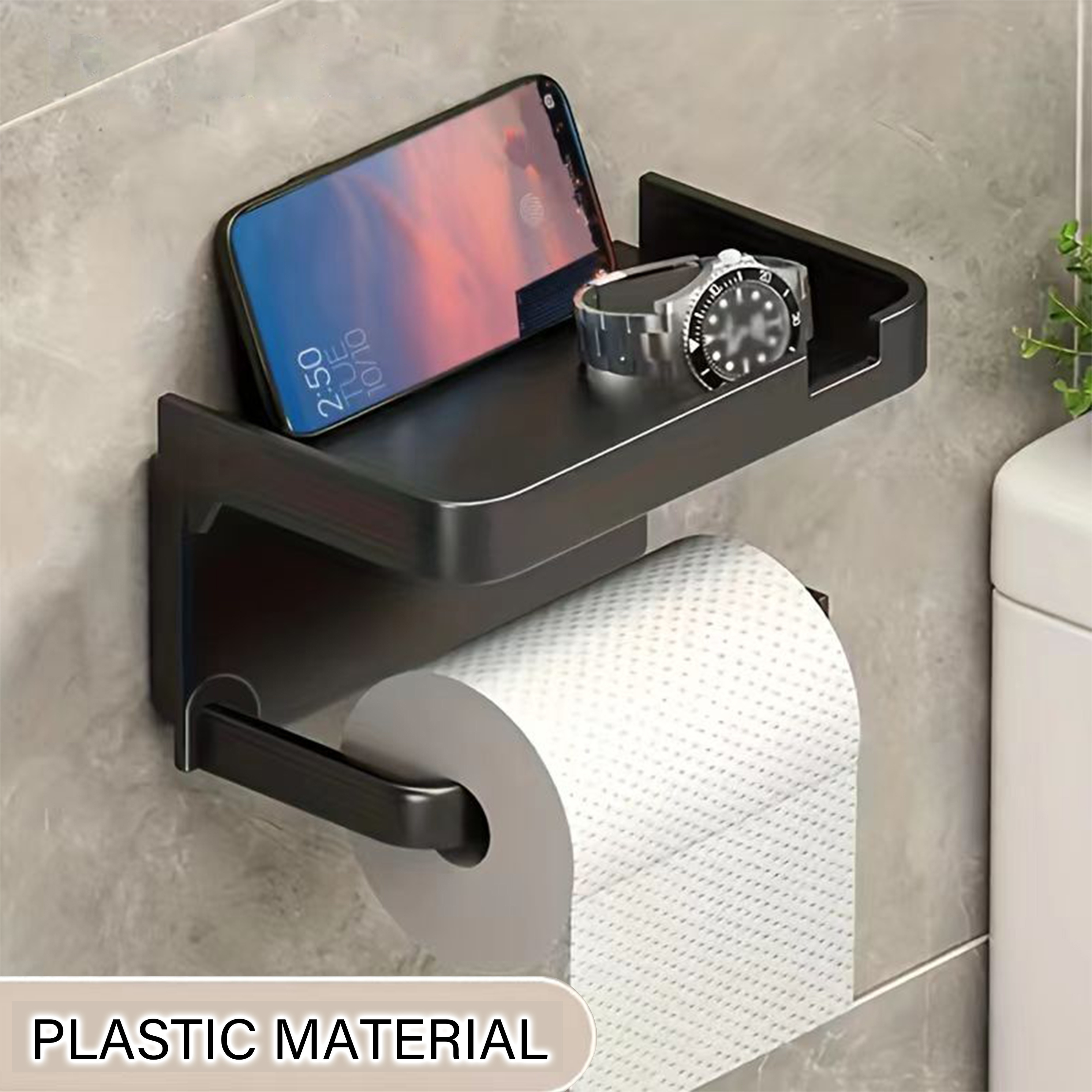 304 Stainless Steel Adhesive Toilet Paper Holder Brushed Gold WC Paper  Towel Holders Tissue Shelf for Bathroom Kitchen Free Nail