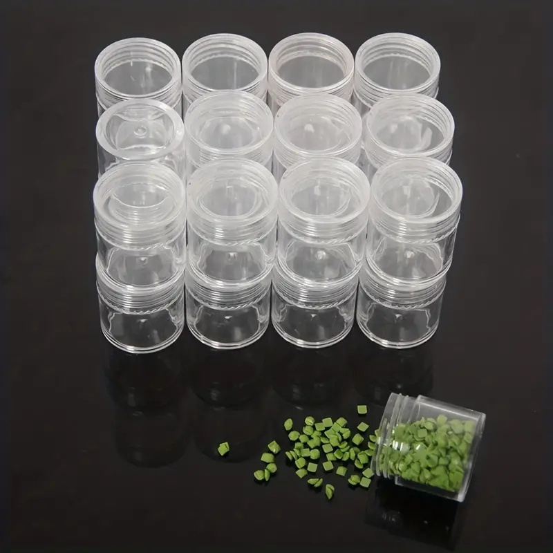 12Pcs Mini Clear Bead Containers Round Jewelry Storage Plastic