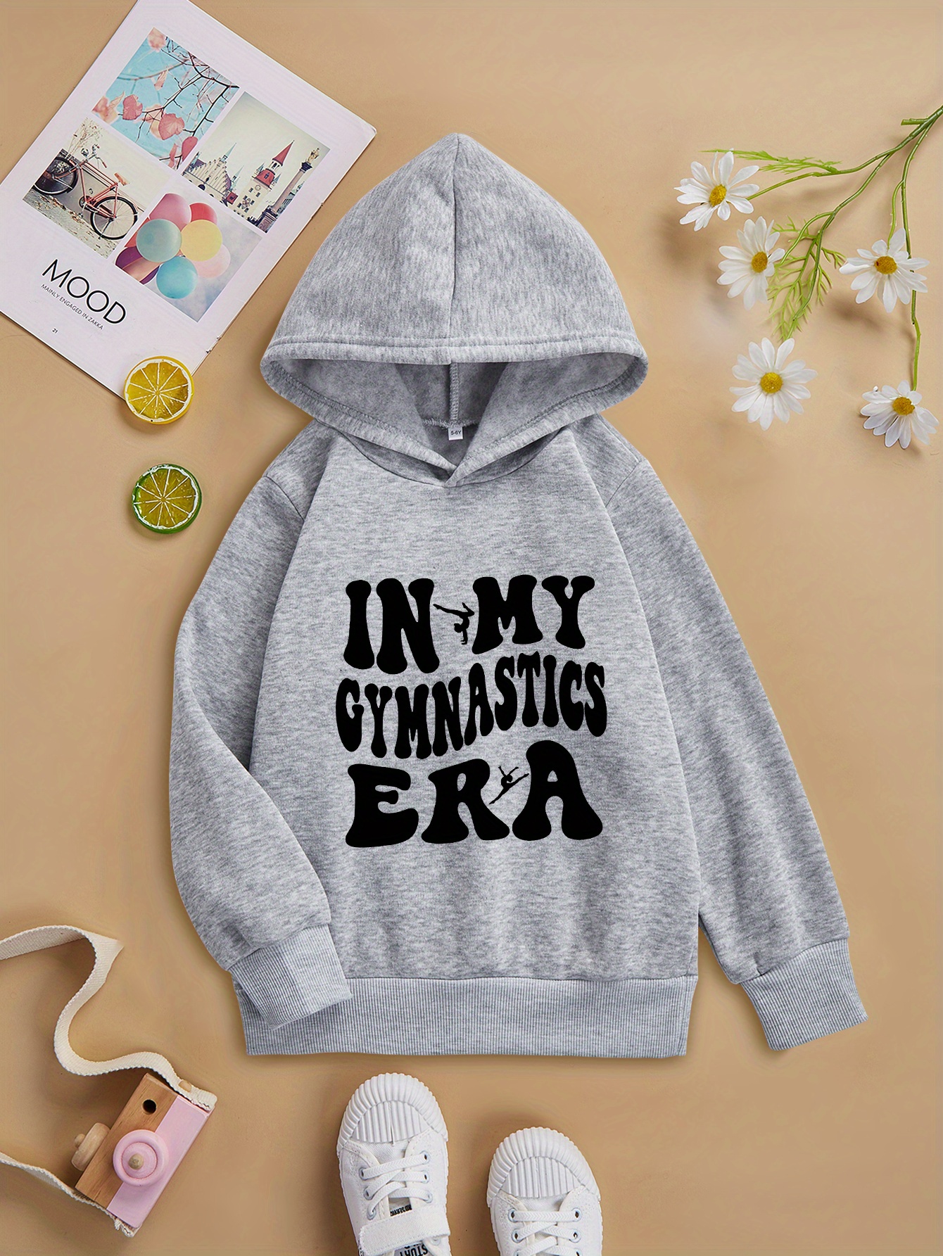 In My Gymnastics Era Graphic Print Hooded Sweatshirt Casual Long Sleeve  Girls Pullover Hoodies