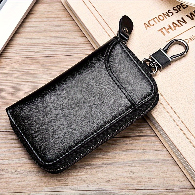 Genuine Leather Men Women Key Holder House Keychain Bag Organizer Car Key  Case Pouch Multifunctional Small Wallet Mini Purse