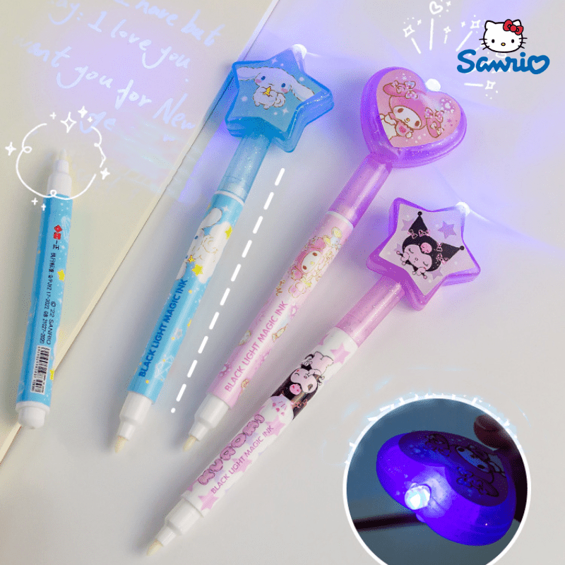 Sanrio Gel Pen12Pcs Kawaii Hello Kitty Strawberry Cinnamoroll Kuromi Melody  Student Stationery Write Pens 0.5 Black Exam Pen