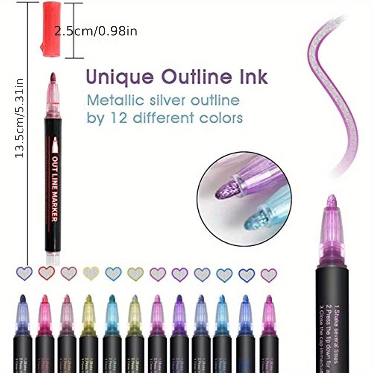 Double Line Outline Markers- 28 Colors