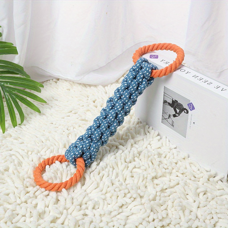 

1pc Teeth Cleaning Braided Rope Knot Pet Toy With Double Handle, Dog Chew Durable Toy For Cat And Dog Teeth Cleaning Supply