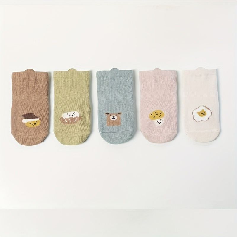 3 Pairs Baby Girl's Non Slip Socks - Animal Pattern Bottom Rubber Dot