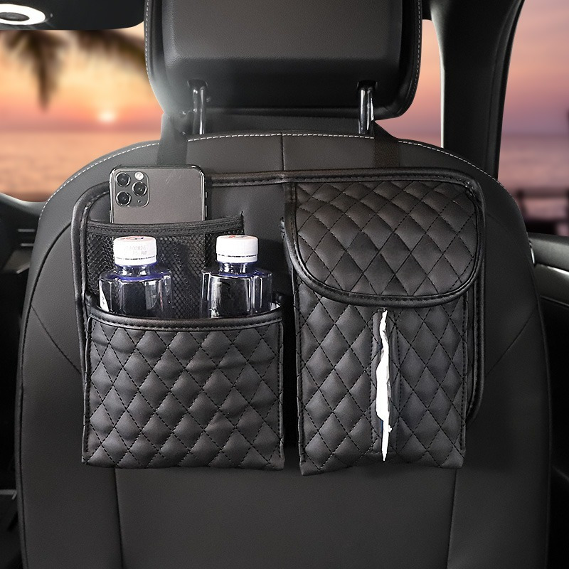 SEAMETAL Aufbewahrungstasche zum Aufhängen an der Seite des Autositzes,  PU-Leder, seitliche Taschentuchbox für den Fahrersitz, Tasche, universell –