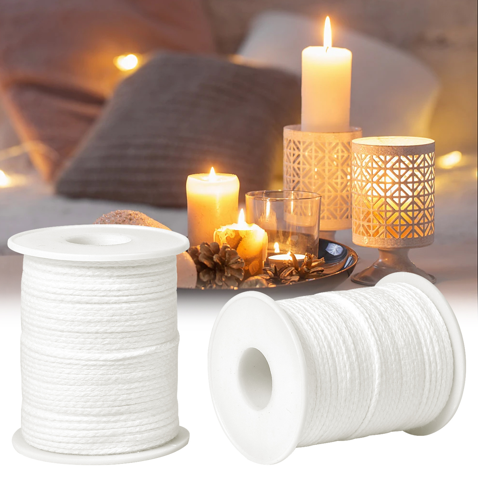 3 Roll Candle Wicks, 7204.72 Inch Wax Wick, Lamp Wick, Candle Wick Rope,  Cotton Candle Wicks Roll, Handmade Candle Supplies, Smokeless Cotton Candle  W