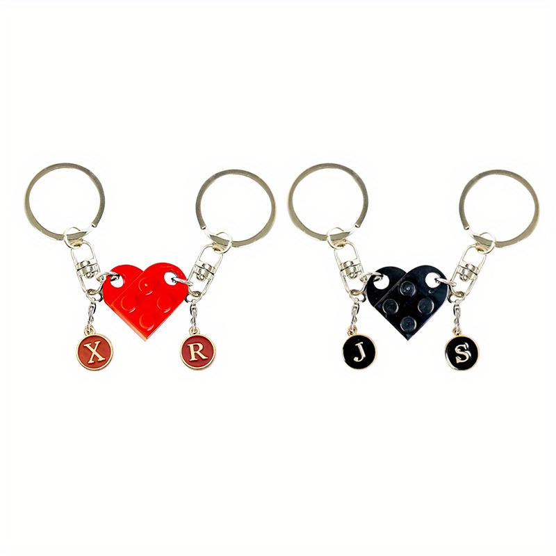 Building Blocks Love Heart Diy Letter Keychain Couple's - Temu