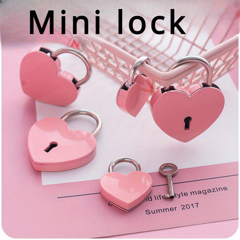 Candado de tesoro, mini candado de metal en forma de corazón, colorido  diario, libro de seguridad, con llave para joyero, bolso, armario,  taquilla
