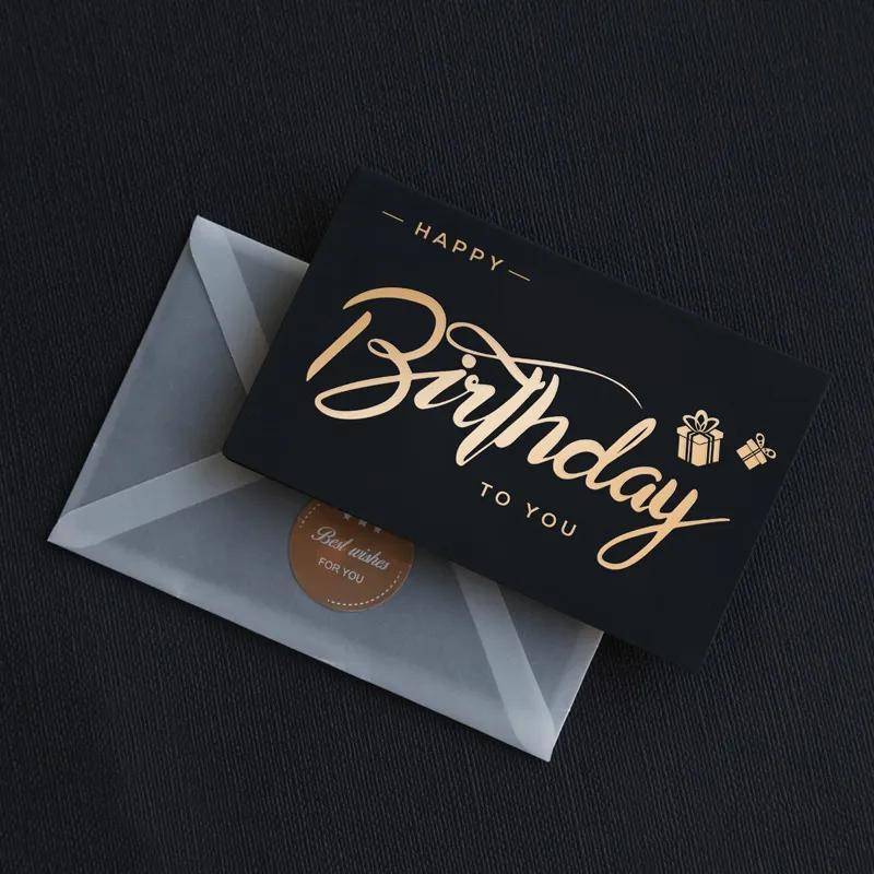 6 Sets Of Styles From Black Birthday Card, Hot Stamping Invitation, Postcard, Message Card, Small Card Blank With Envelope