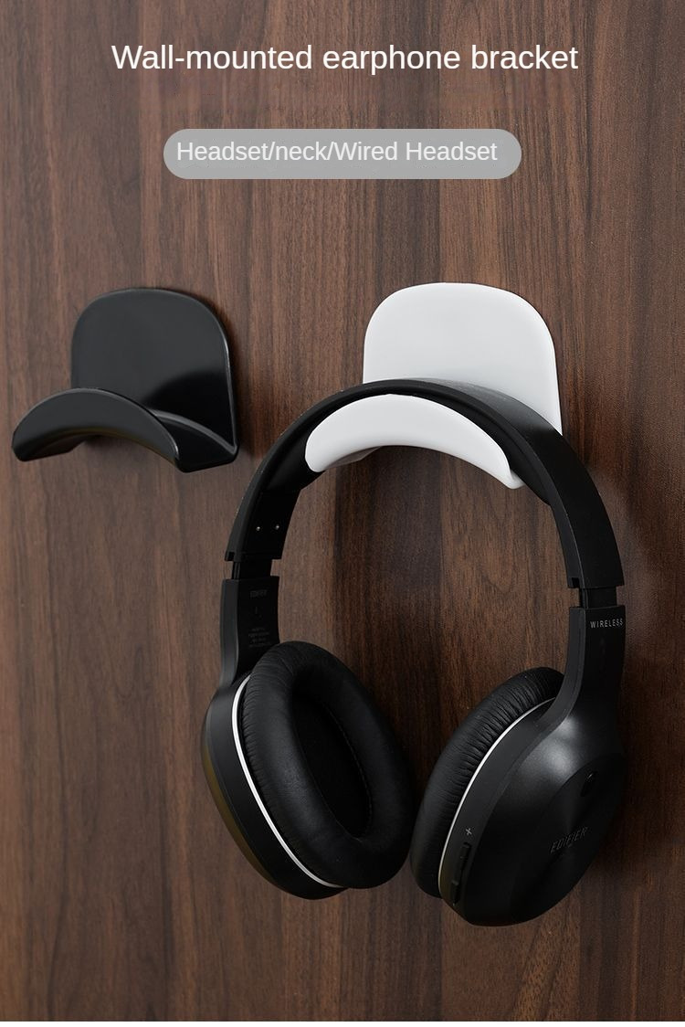 no drill headphone wall mount: space saving abs hook storage