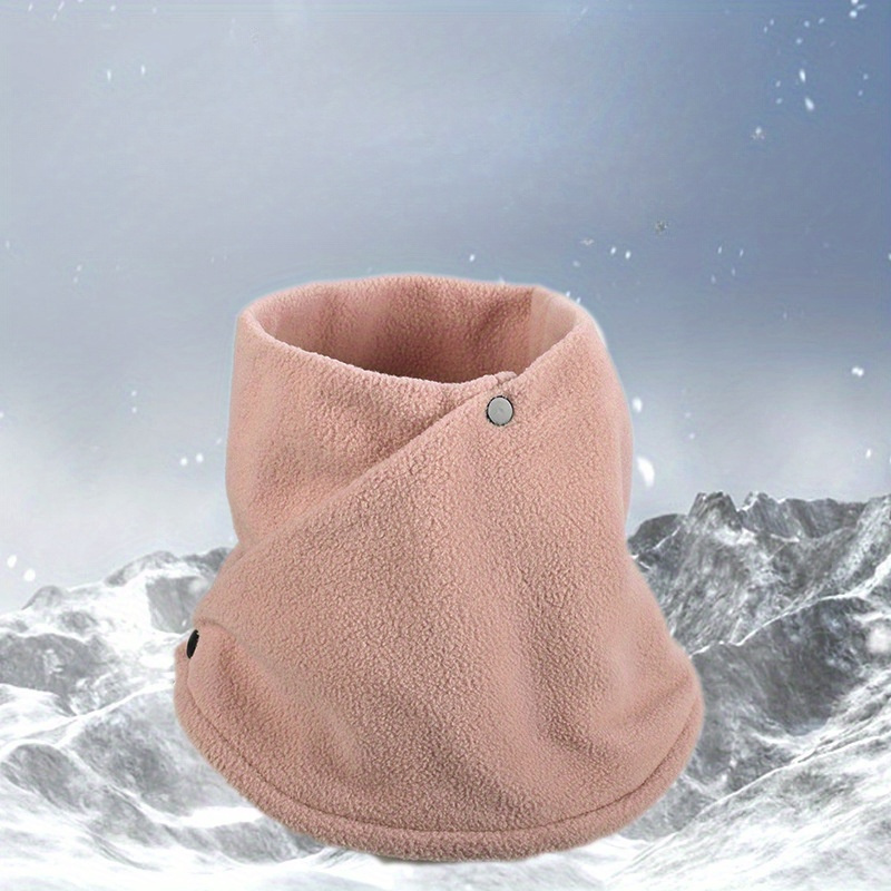 Stylish Warm Snap Neck Gaiter Solid Color Soft Fleece Skin - Temu