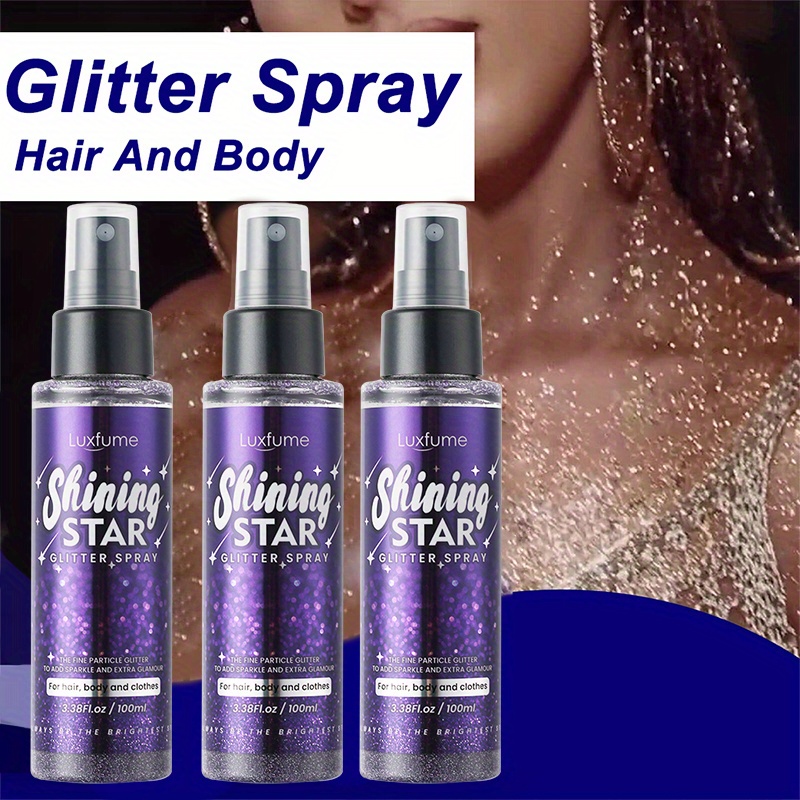 Glitter Spray, Silver Hair Glitter Spray, Glitter Spray for Hair and Body,  Fine Shimmer Spray, Sparkle Body Spray for Face and The Whole Body, Silver
