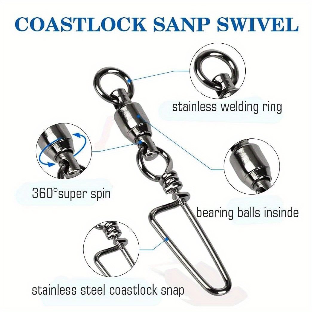 Cheap Stainless Steel Ball Bearing Fishing Swivels Snap 1-10 # Rolling Sea  Fishing Swivels Snaps Connector Fishing Accessories