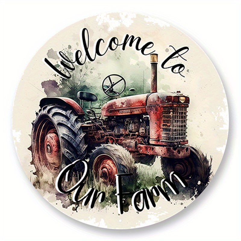 

1pc 8x8inch Aluminum Metal Sign Tractor Welcome Sign, Farmhouse Wreath Sign, Wreath Sign Attachment