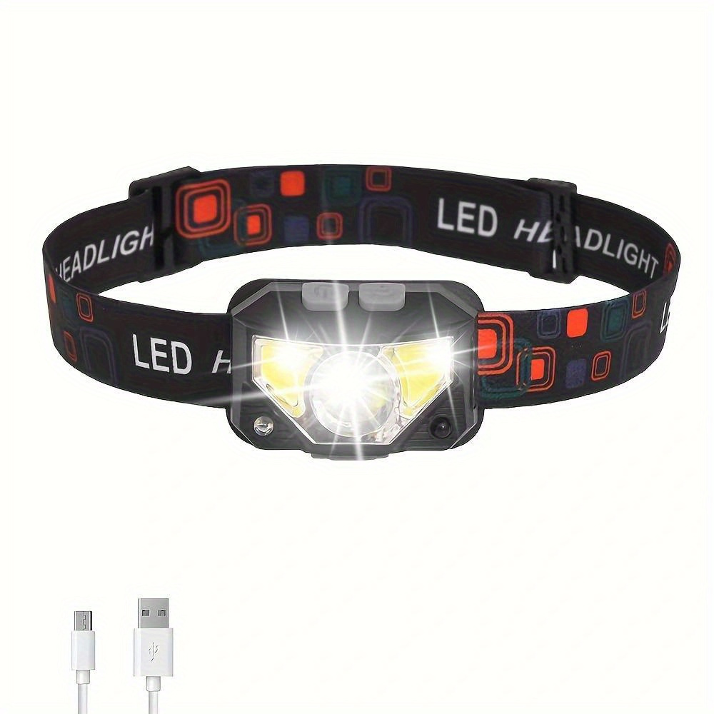 Usb Rechargeable Built in Battery 5 Led Strong Headlight - Temu United  Kingdom