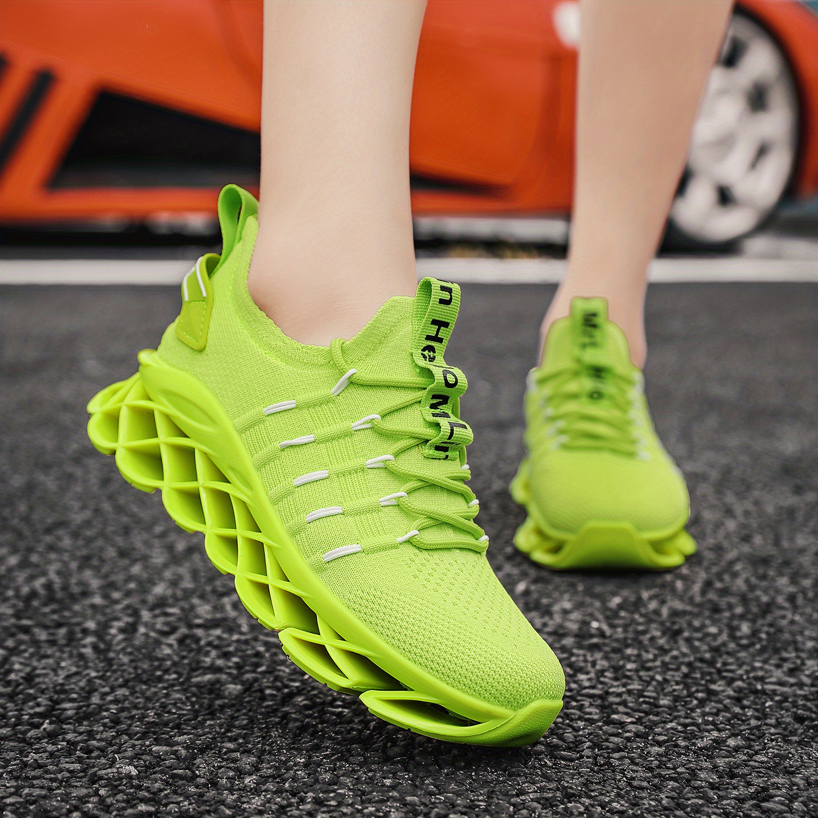 Neon green sale sports shoes