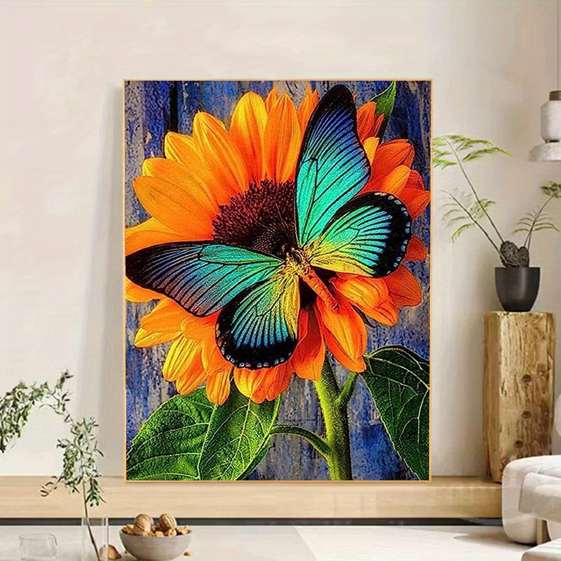 1pc Diamond Painting Sunflower Full Square Diamond Mosaic Floral Vase  Handmade Home Decor