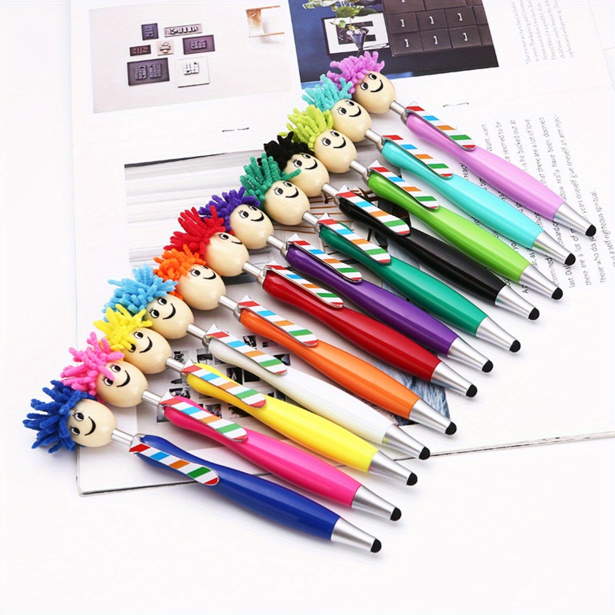 Mop Head Pen Set Screen Cleaning Funny Ballpoint Pens For - Temu