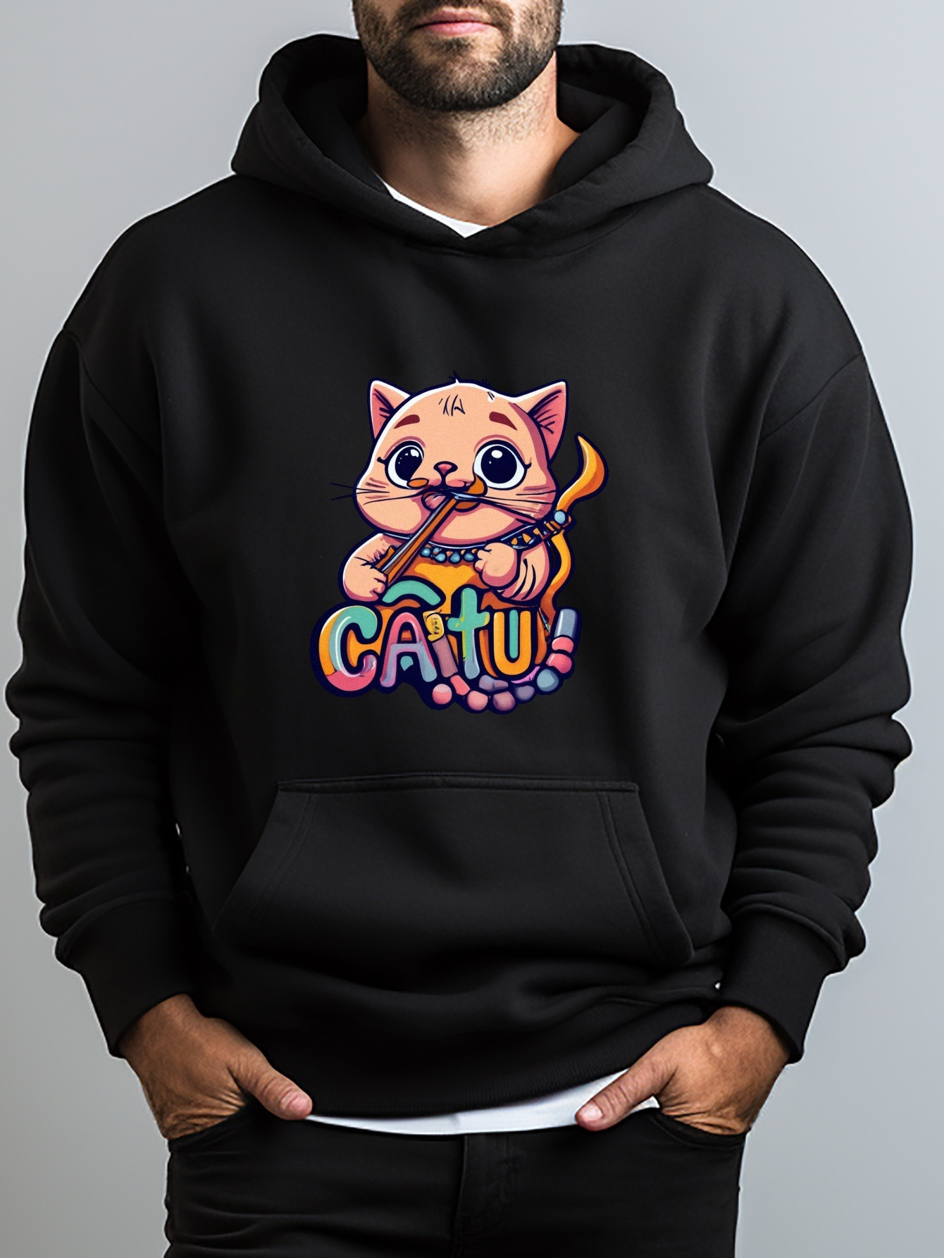 sudadera estampado graffiti gatos dibujos Temu Dominican Republic