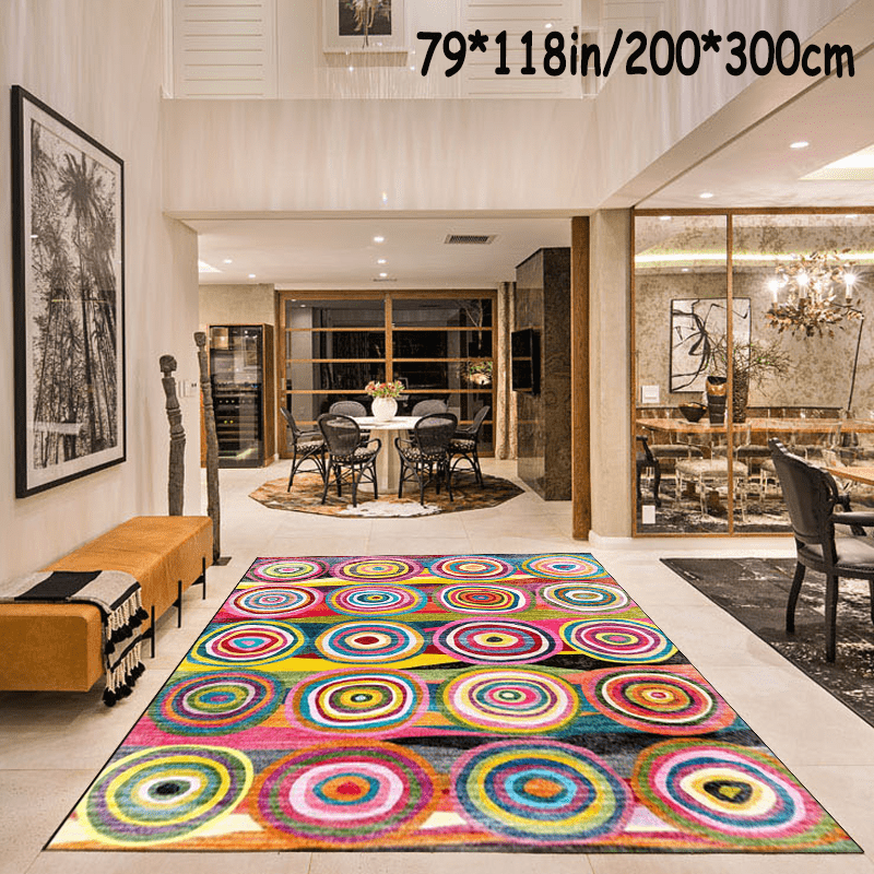 

Imitation Cashmere Multicolored Circle Stripe Earth Rug Dirty All-match Classic Machine Washable Non-slip Backing Office Hotel Cafe Door Shop Entry Door Indoor Decorative Carpet Floor Mat