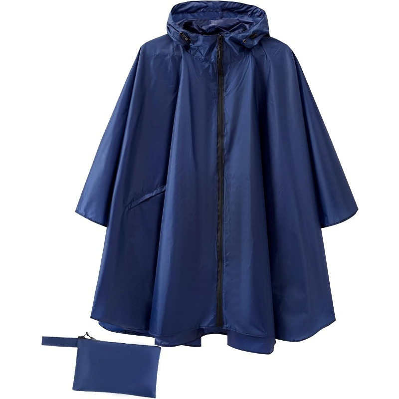 Fashion Hooded Rain Poncho Waterproof Raincoat Jacket Pocket