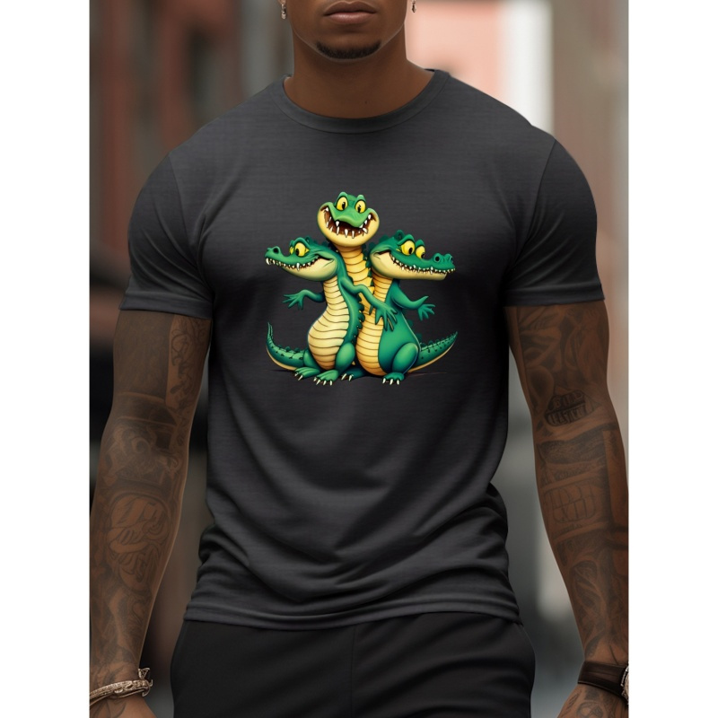 

Crocodiles Print T Shirt, Tees For Men, Casual Short Sleeve T-shirt For Summer