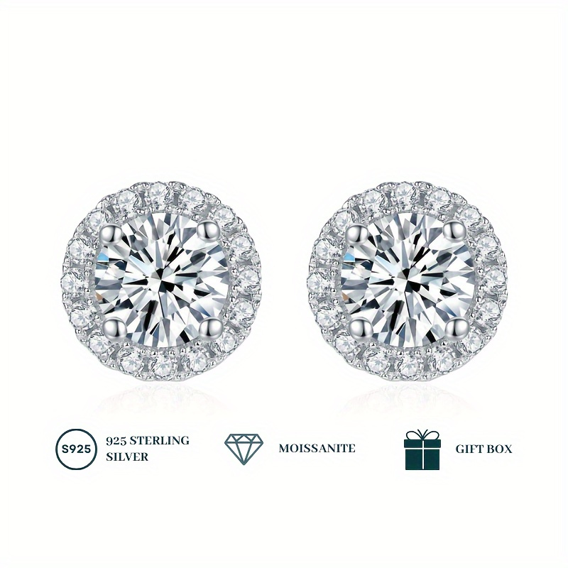 

Shavano Men's 1 Ct Total Weight Moissanite Stud Earrings - Round Cut, Screw In 925 Silvery