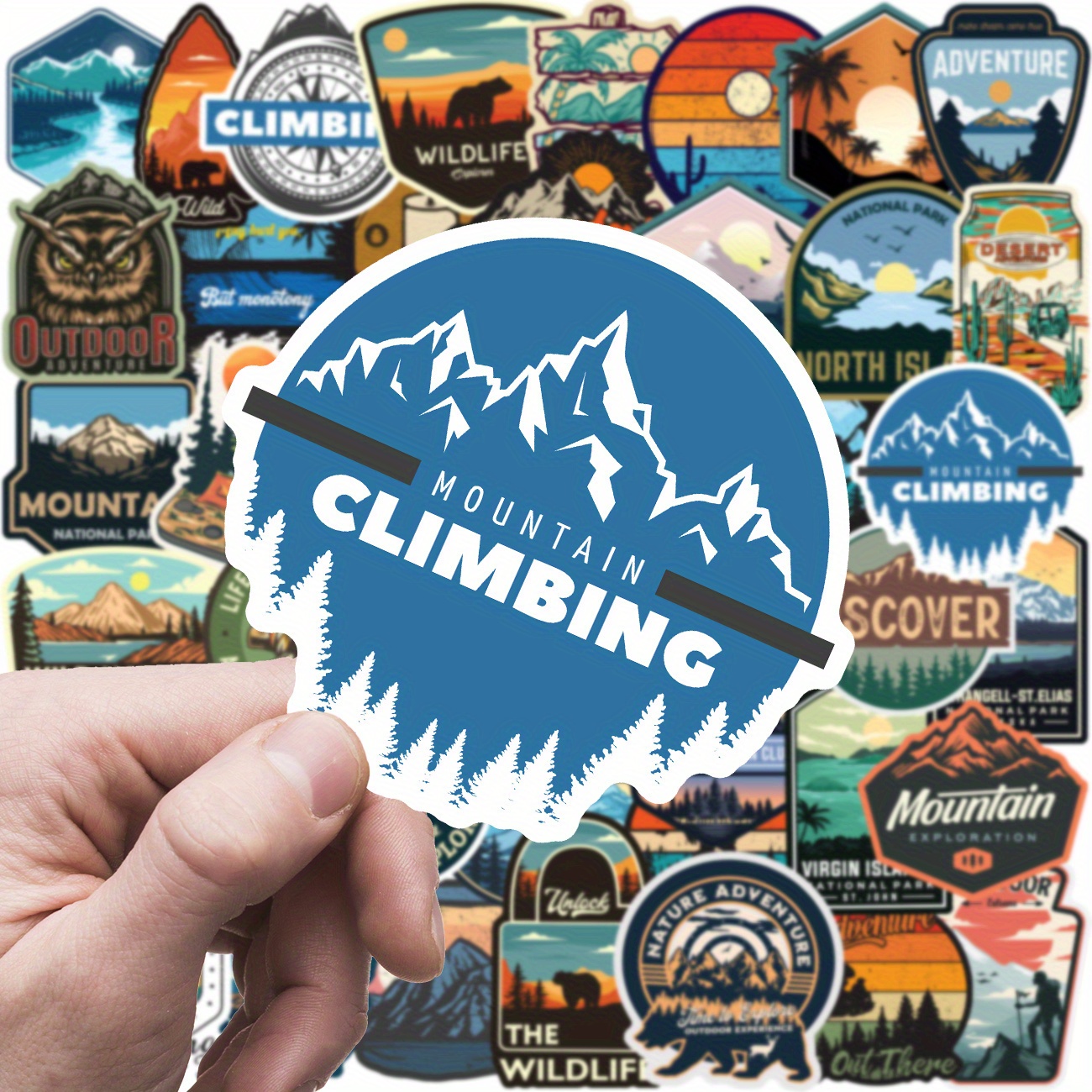 Image of Set Of 50 Stickers For Outdoor Camping, Suitable For Motorcycles, Cars, Laptops, Phone Cases, Luggage, Water Bottles, Cups, Skateboards, And Car Additions
