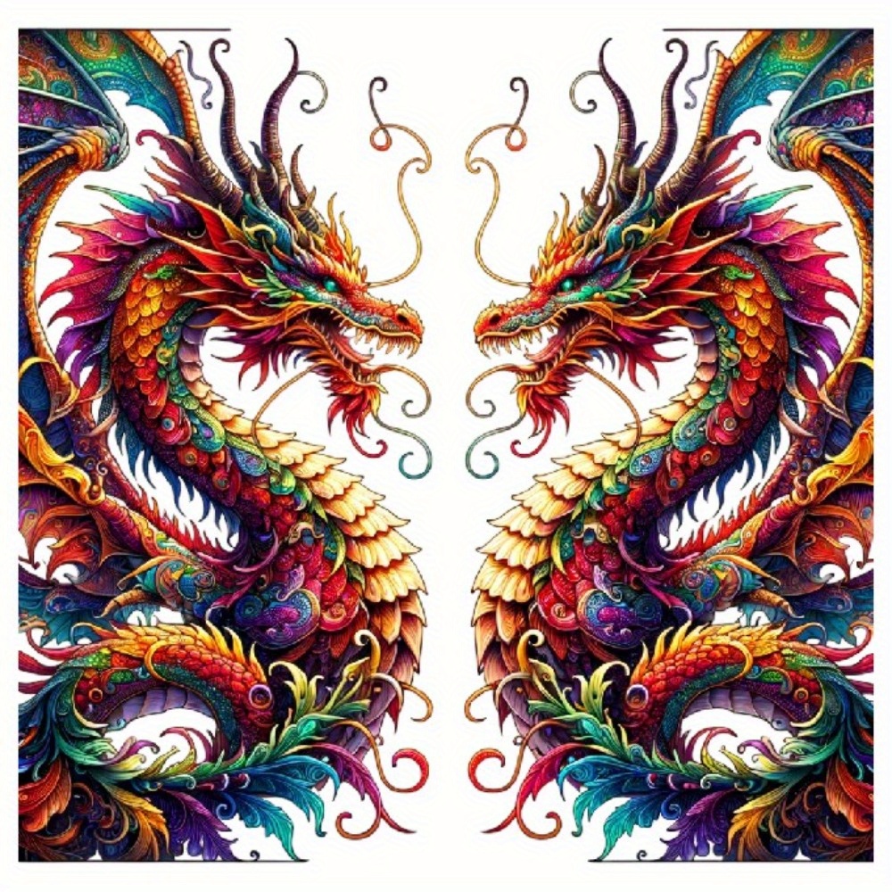 

1/2pcs Colorful Dragon Design Washable Heat Transfer Design Iron-on Sticker Suitable For Clothes, Bags, Jeans Decorations