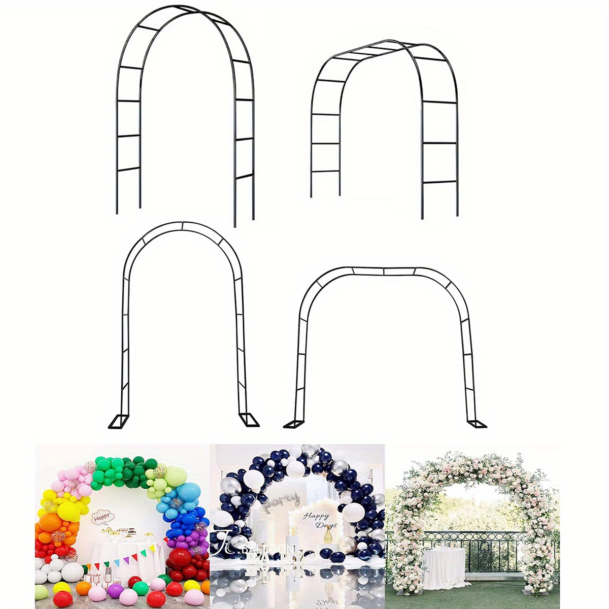 

1pc, Black Metal Pavilion, Garden Arch, Metal Heavy Steel Frame Supported Arch, For Climbing Plants, Roses, Vegetables, Balloon Arch, Outdoor Garden Decoration