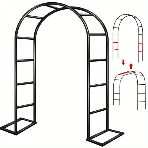 1pc, Black Metal Pavilion, Garden Arch, Metal Heavy Steel Frame Supported Arch, For Climbing Plants, Roses, Vegetables, Balloon Arch, Outdoor Garden Decoration